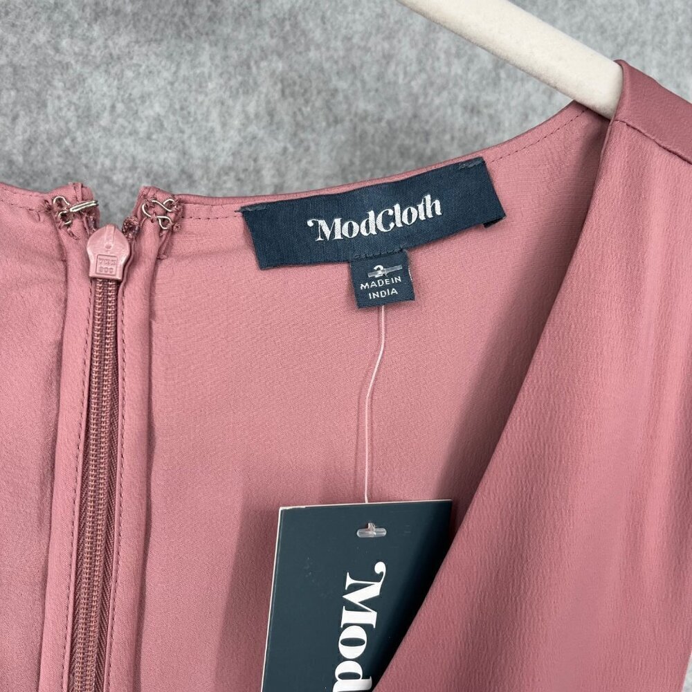 ModCloth Your Luxe-y Day Satin Midi Dress Size 2 Rose Pink Feminine Event NEW - Picture 6 of 13